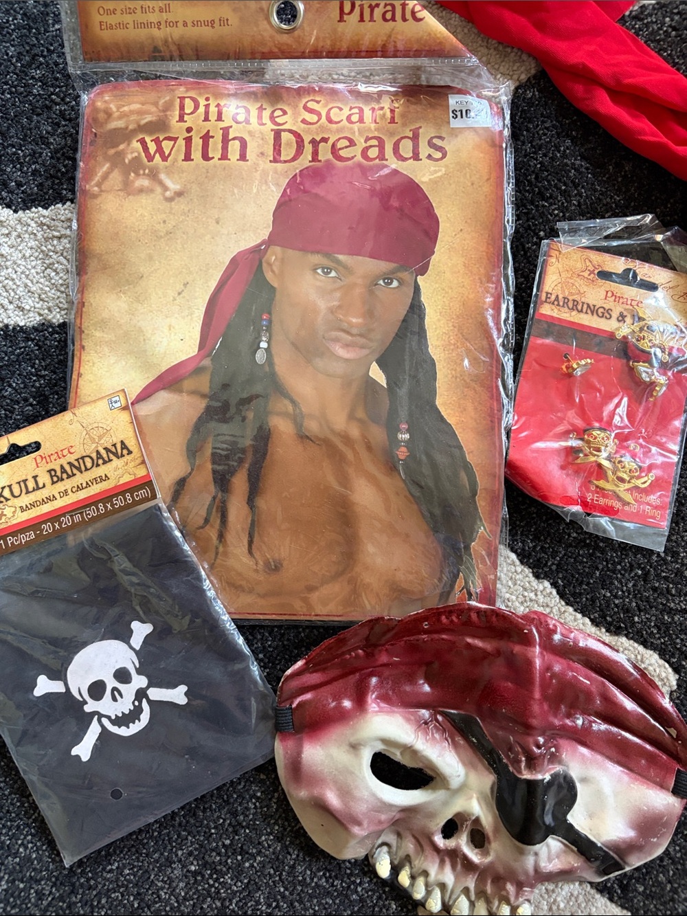 Source Unknown Pirate Scarf with Dreads - Red